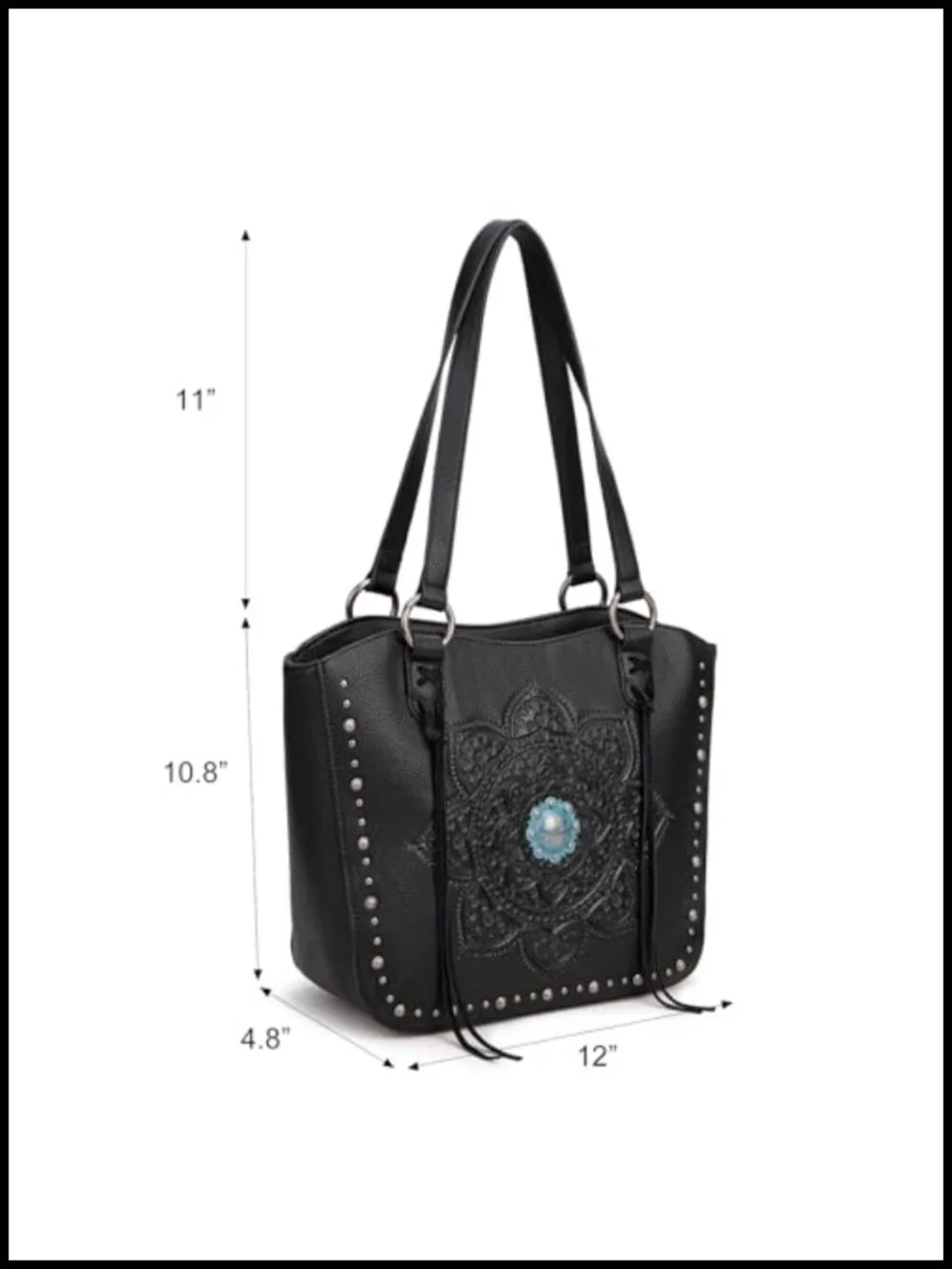 Faux Leather Western Tote Bag with Wallet Set for Women